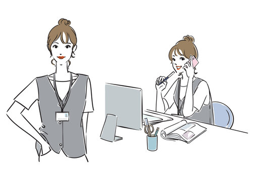 お団子ヘアのかっこいいビジネスウーマン