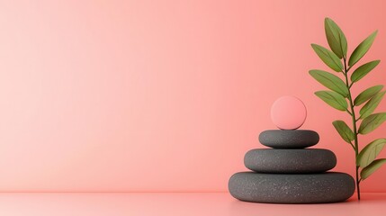 Workplace items floating in zen circle, minimalist harmony concept