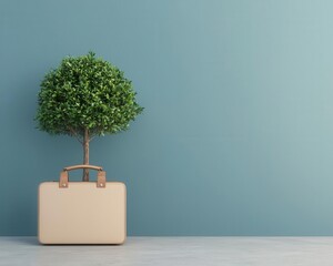 Tree growing from briefcase, worklife balance as organic concept