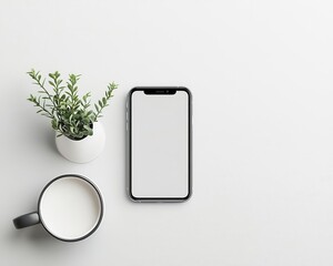 Minimalist workspace with phone turned upside down, digital detox balance