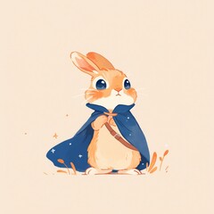 Rabbit icon, cute cartoon illustration style, clean white background and simple lines.