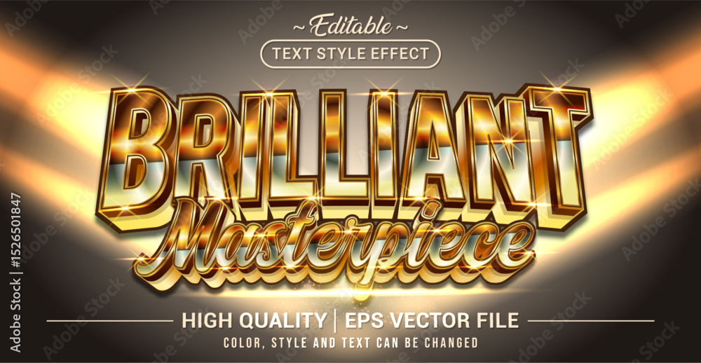 Poster Editable text style effect - Brilliant Masterpiece text style theme. Vector text style illustration template.
