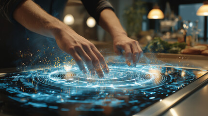 High-Tech Cooking with Induction Stove in Modern Kitchen