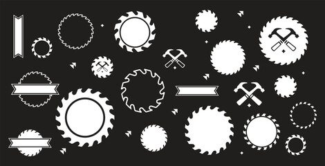 Collection of saw border frames. Ideal for decorative carpentry vintage label designs