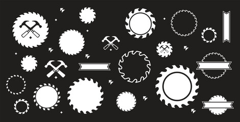 Collection of saw border frames. Ideal for decorative carpentry vintage label designs