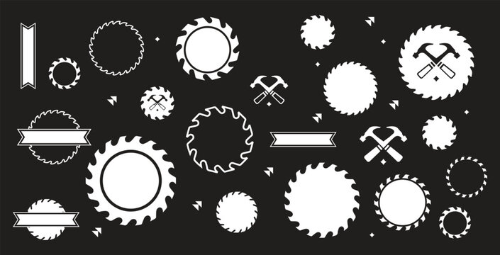 Collection of saw border frames. Ideal for decorative carpentry vintage label designs