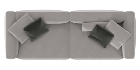 sofa fabric beige top view isolated.