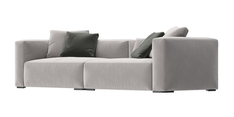 sofa fabric beige angled view isolated.