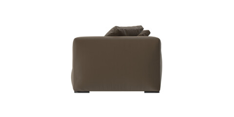 sofa leather brown side view isolated.