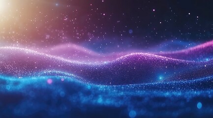 Abstract digital wave, glowing particles, vibrant colors