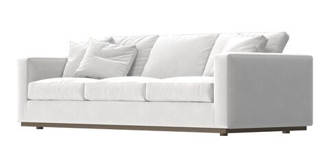 sofa fabric white angled view isolated.