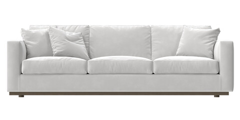 sofa fabric white front view isolated.