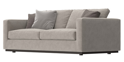 beige fabric sofa angled view isolated.