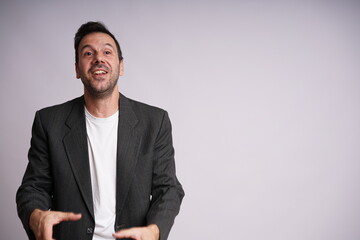 Male Model Showing Different Emotions on White Studio Background