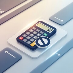 Calculator with Prohibition Sign on Keyboard Keys, Financial Res