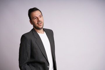 Male Model Showing Different Emotions on White Studio Background