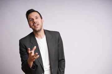 Male Model Showing Different Emotions on White Studio Background