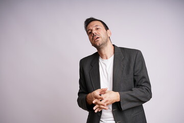 Male Model Showing Different Emotions on White Studio Background