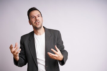 Male Model Showing Different Emotions on White Studio Background