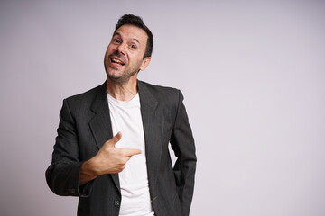 Male Model Showing Different Emotions on White Studio Background