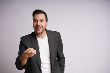 Male Model Showing Different Emotions on White Studio Background