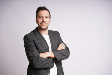 Male Model Showing Different Emotions on White Studio Background