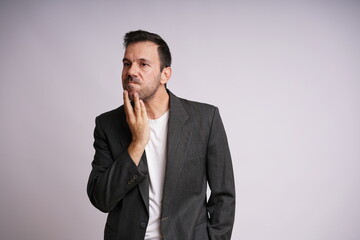 Male Model Showing Different Emotions on White Studio Background