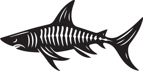 Striped Shark Vector Illustration Design Concept
