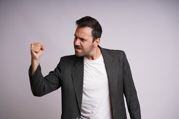 Male Model Showing Different Emotions on White Studio Background