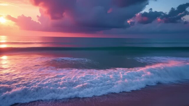 Pastel Waves Serenity Abstract Ocean Scapes in Rainbow Hues for Peaceful Visuals