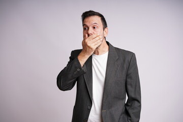Male Model Showing Different Emotions on White Studio Background