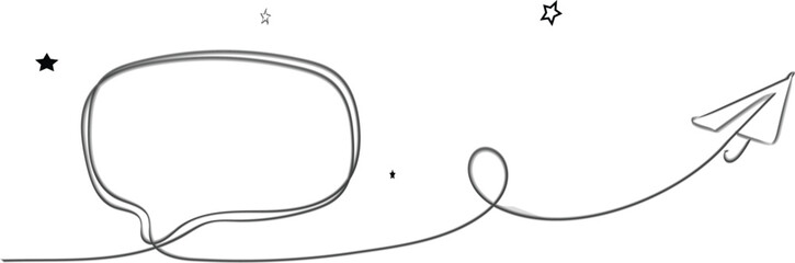 Paper plane abstract continuous design journey path, Business startup journey trip. Speech bubble with flight route and paper plane. Vector  illustration