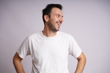 Male Model Showing Different Emotions on White Studio Background