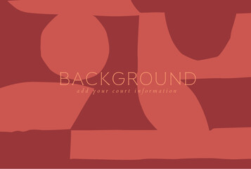 Abstract art background with shape form drawing in red and pink color