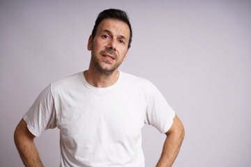 Male Model Showing Different Emotions on White Studio Background