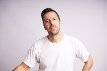 Male Model Showing Different Emotions on White Studio Background