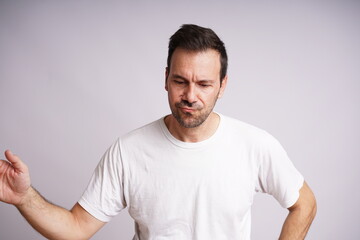 Male Model Showing Different Emotions on White Studio Background