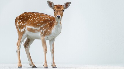 Young Spotted Deer Standing Gracefully Against a Minimalist Background