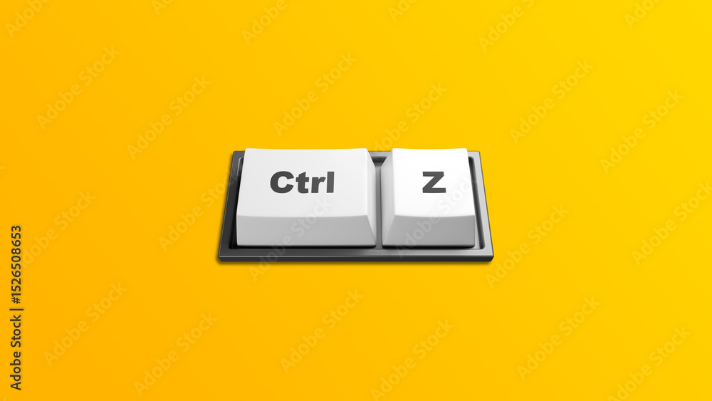 Poster ctrl z buttons. keys to undo last action. keyboard buttons to correct mistake. ctrl z logo on yellow