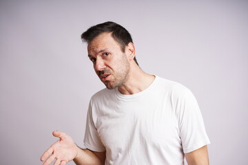 Male Model Showing Different Emotions on White Studio Background