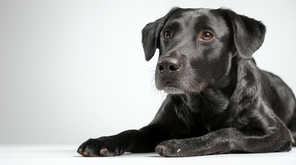 Close-Up of a Black Labrador Retriever with Expressive Eyes