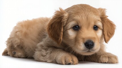 Adorable Golden Retriever Puppy Lying Down with Soft Fur