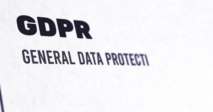 GDPR meaning, General Data Protection Regulation, GDPR acronym explanation, close-up, footage