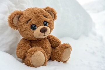 Obraz premium Adorable Brown Teddy Bear Plush Toy on white background