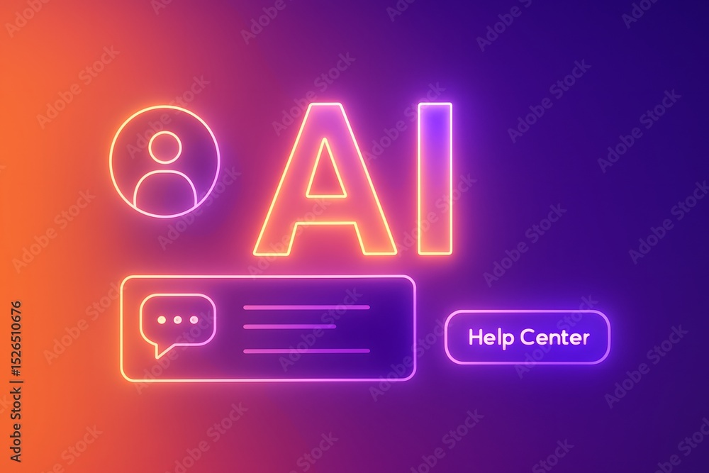 Aufkleber an innovative and dynamic neon design showcases the future of artificial intelligence with a stylish