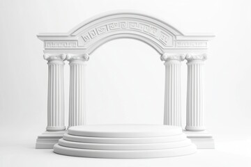 Obraz premium Greek arch 3d podium white architecture historical.