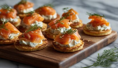 Smoked salmon appetizers on small rounds