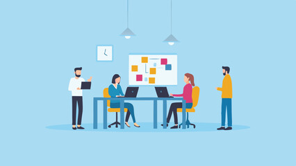 Team Collaboration at Work Office Meeting Coworkers Planning Strategy Brainstorming Startup Business Project