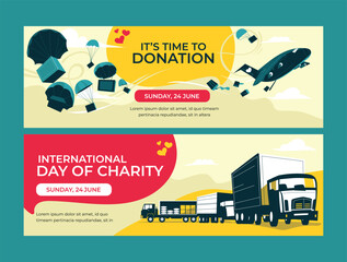 International Day of Charity for Donation with Horizontal Banner Design Illustration
