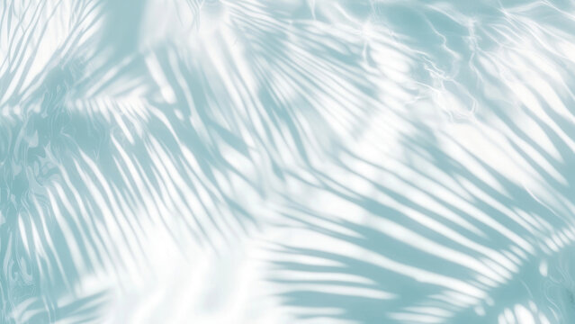 Palm leaves shadow on water background abstract shadows.
